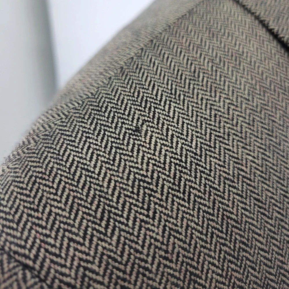 Stafford Men's Sport Coat Blazer Two Button Brown Herringbone Merino‎ Wool 42R